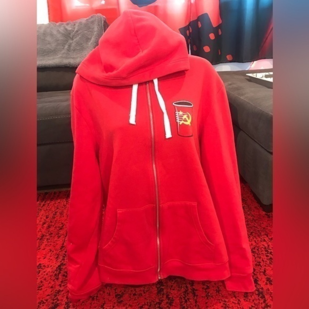 Threadless “communist party” hooded sweatshirt si… - image 1